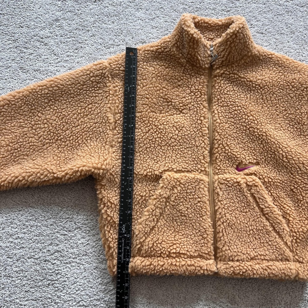 Nike Sportswear Swoosh Faux Fur Sherpa Fleece Jacket Womens M Brown Full Zip - Picture 13 of 16